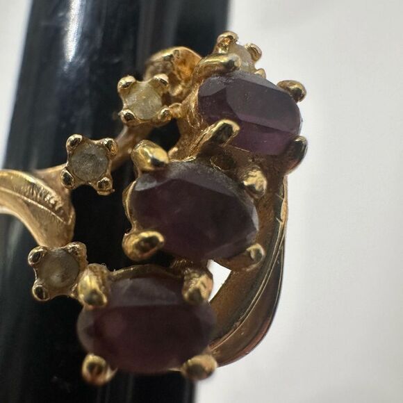 Vintage 18k HGE Natural Form Stone Accents Ring - Picture 4 of 9